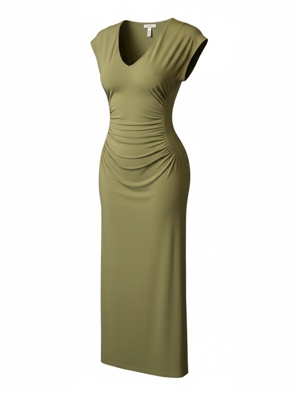 NWT La Ligne Olive Ruched V-Neck Maxi Dress